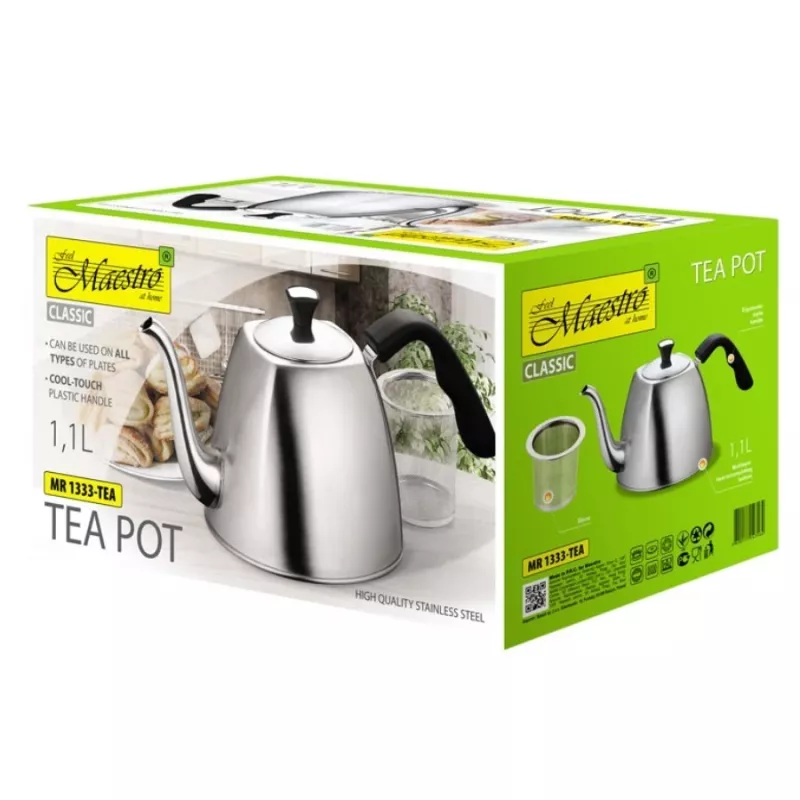 Maestro MR-1333-Tea bule para chá e ervas, 1,1 L, aço inoxidável