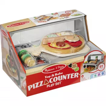 Melissa & Doug Top & Bake Pizza Counter conjunto de brincar em madeira