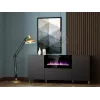 Cama Meble PAFOS cómoda com lareira elétrica 180x42x82 cm preto mate