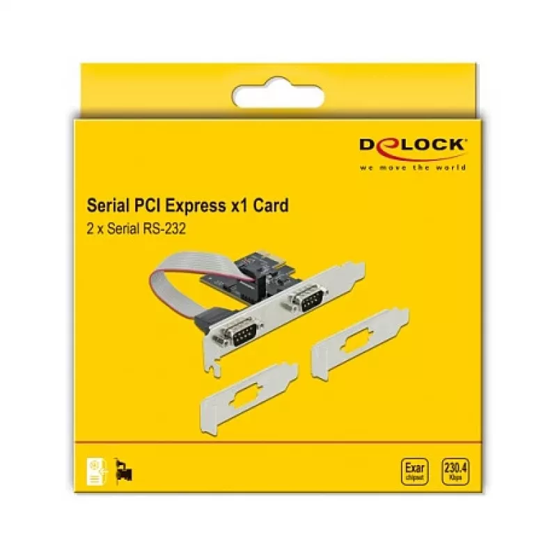Placa de expansão DeLOCK PCI Express x1 para 2 x Série RS-232