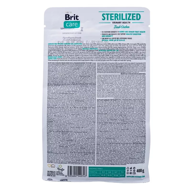 BRIT Care Grain-Free Sterilized Urinary - alimento seco para gatos - 400 g