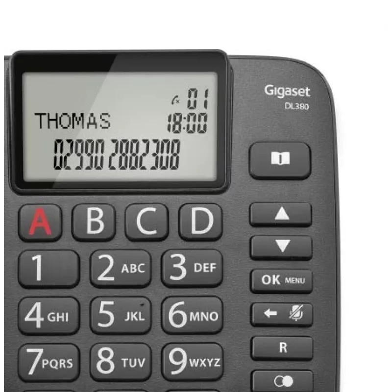 Gigaset DL380 telefone com fio, preto