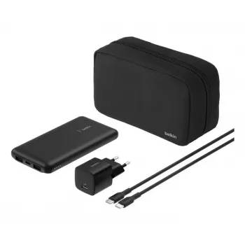 Belkin BoostCharge - powerbank + fonte de alimentação AC - 10000 mAh - PD - 3 portas de saída (24 Pin USB-C, 2 x USB)