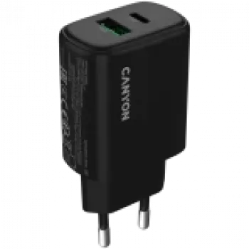 Carregador CANYON OnCharge 250 25W 1xPD 1xQC EU Preto