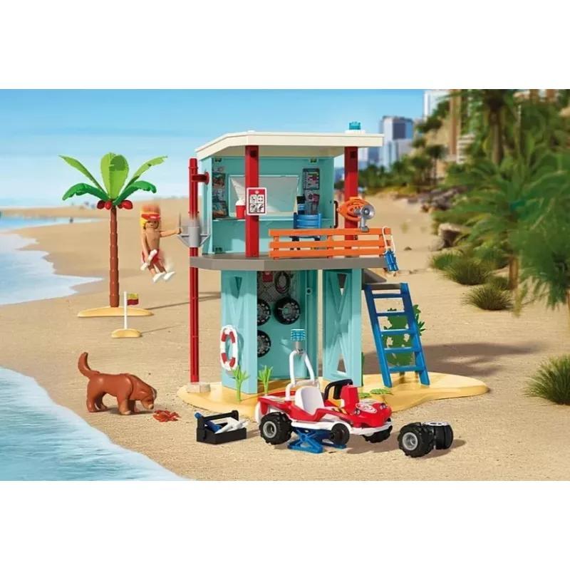 Conjunto de brincar PLAYMOBIL Torre de salvamento e buggy de praia 71903 – Conjunto de brincar com torre e buggy