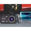 Dashcam TRACER 4TS Dashcam Full HD de canal duplo, câmara principal 2 MP, câmara interior 0,4 MP, ângulo 140°/60°, ecrã IPS 4 polegadas, bateria 150 mAh, caixa de alumínio, assistente de estacionamento