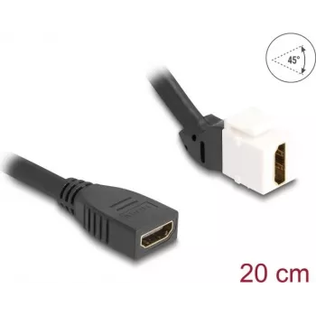 Cabo de módulo keystone DeLOCK HDMI fêmea para fêmea 45° angular 8K 60 Hz 20 cm preto