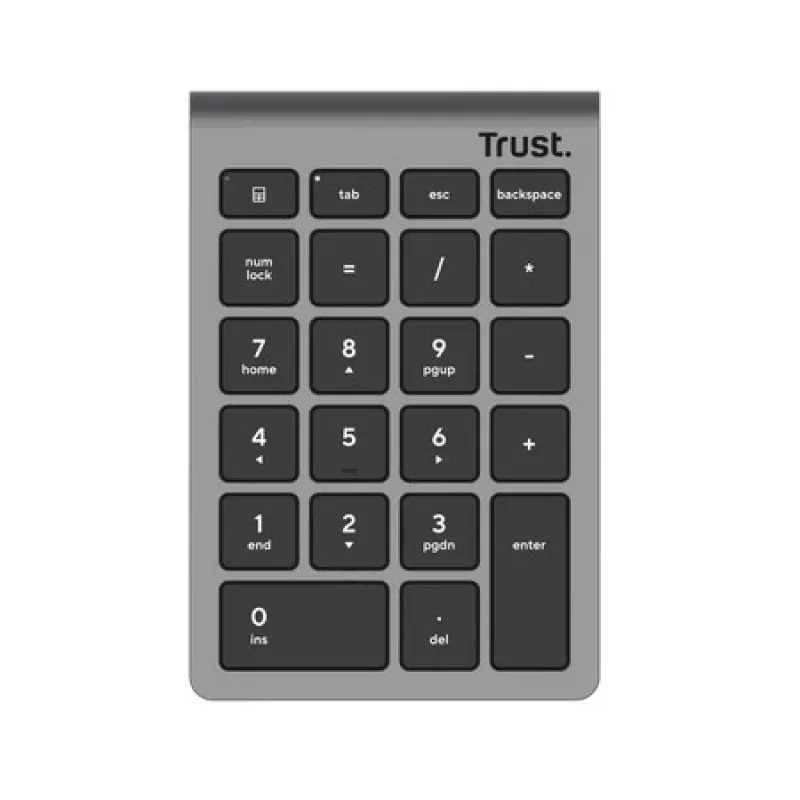Teclado numérico TRUST Xalas 22 teclas RF Wireless Teclas tesoura para portátil/PC, Prateado, 94 g