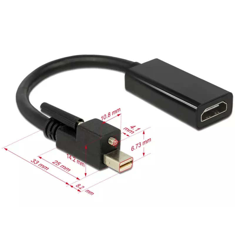 Adaptador de cabo de vídeo DeLOCK 62640 Mini DisplayPort para HDMI 0,25 m preto