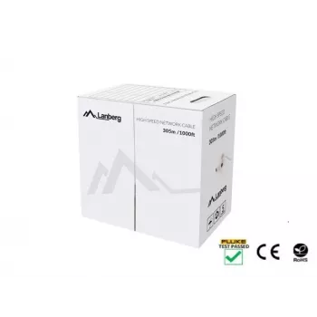 Cabo de rede LANBERG LCU5-12CU-0305-S U/UTP Cat5e 305 m, 24 AWG, cinzento, bainha PVC