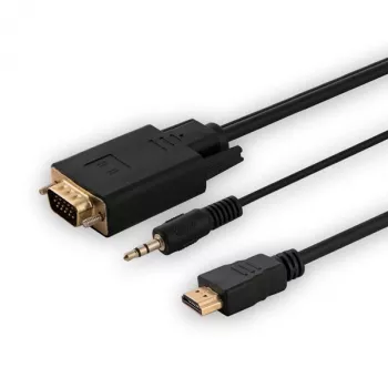 Cabo SAVIO HDMI para VGA CL-198, conector macho HDMI para conector macho VGA com áudio, 1,8 m de comprimento