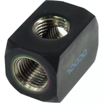 Terminal de ligação Alphacool HF TEE T redondo G1/4 - Deep Black (17030)