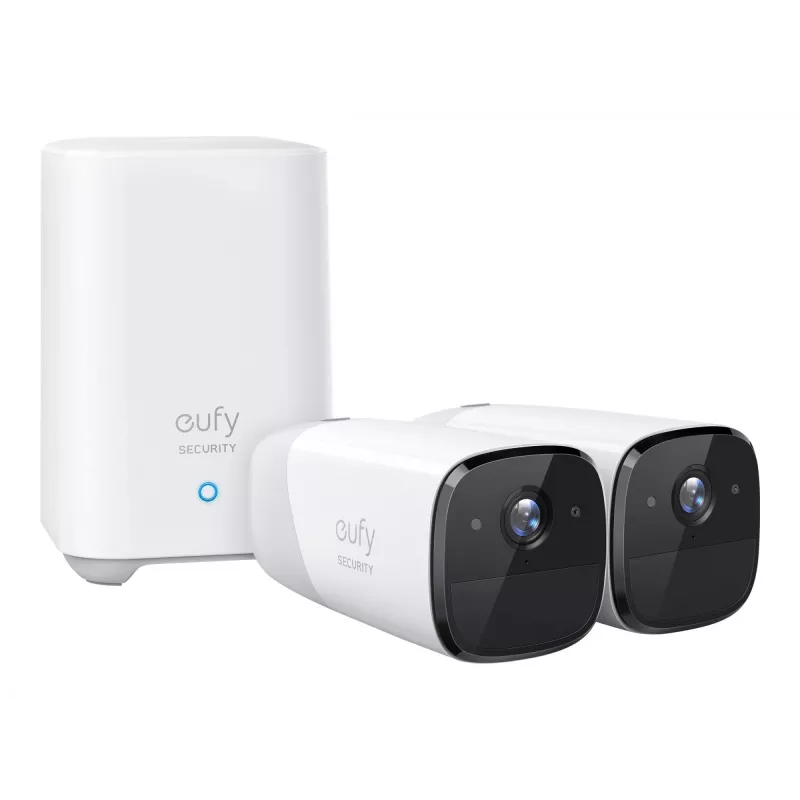 Eufy Security, sistema de câmaras de vigilância sem fios eufyCam 2 Pro para casa, 365 dias de autonomia da bateria, compatibilidade com HomeKit, resolução 2K, resistente às condições atmosféricas IP67, visão noturna, conjunto de 2 câmaras, sem mensalidades