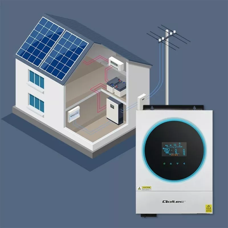 Qoltec, Transformador de tensão, Inversor solar híbrido Off-Grid 4kVA 4kW 120A MPPT LCD Wi-Fi BMS Sinusoidal
