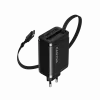 Carregador CANYON OnCharge 65RC com cabo USB-C integrado, 65 W, 1x PD, 1x QC, ficha EU, preto