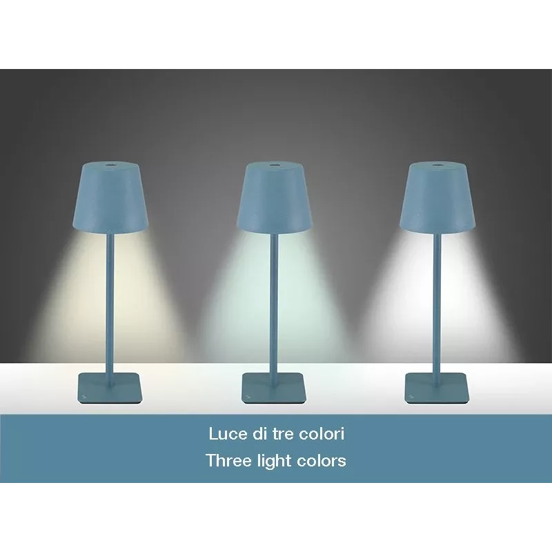 Beper P207ILI200 candeeiro de mesa LED recarregável, interruptor tátil, regulável, azul ardósia