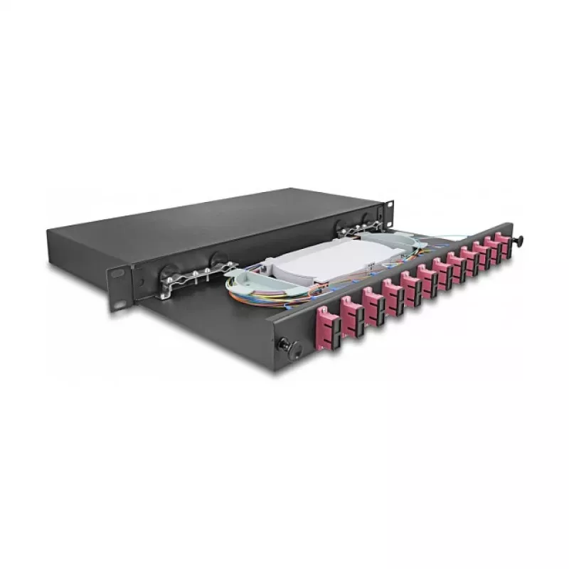 Caixa de fusão de fibra ótica DeLOCK 67008 preto metal 482x220x44mm