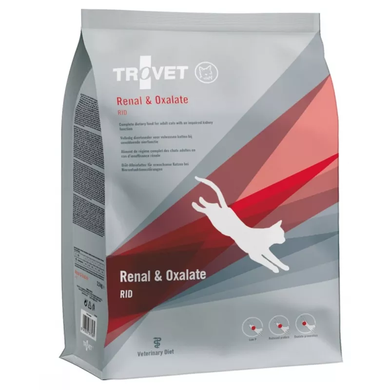 Alimento seco para gatos TROVET Renal & Oxalate RID dieta veterinária, 2,5 kg, frango, suporte das vias urinárias