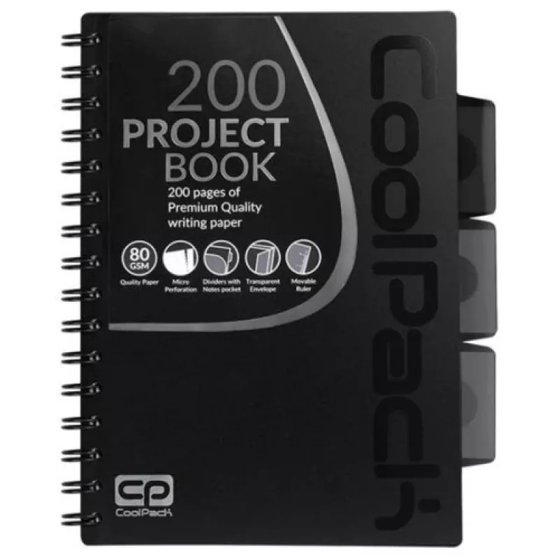 Bloco de espiral A5 Coolpack preto