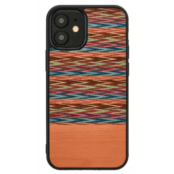 Capa para telemóvel man and wood para iPhone 12 mini – padrão xadrez castanho com contorno preto