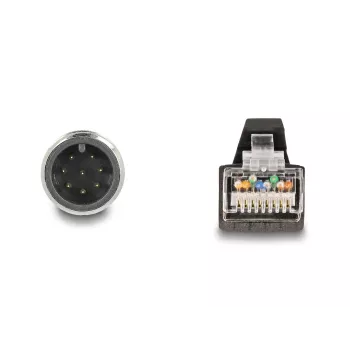 Cabo de rede DeLOCK M12 com codificação A de 8 pinos, ficha macho para ficha macho RJ45 PUR (TPU) 1 m