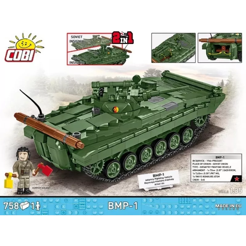 Conjunto de construção Cobi Blocks BMP-1 758 peças – modelo à escala em blocos