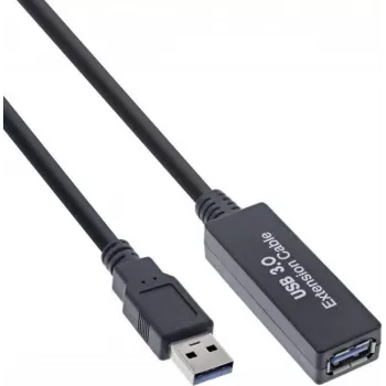 Cabo de extensão USB 3.2 ativo Kindermann 5773000311, 10 m, conector macho A para conector fêmea A