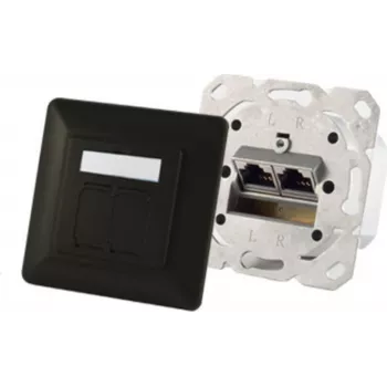 Tomada de parede 2 x RJ-45 ShiverPeaks S/CONN 74280-S — Cat6a, 500 MHz, caixa metálica, preto