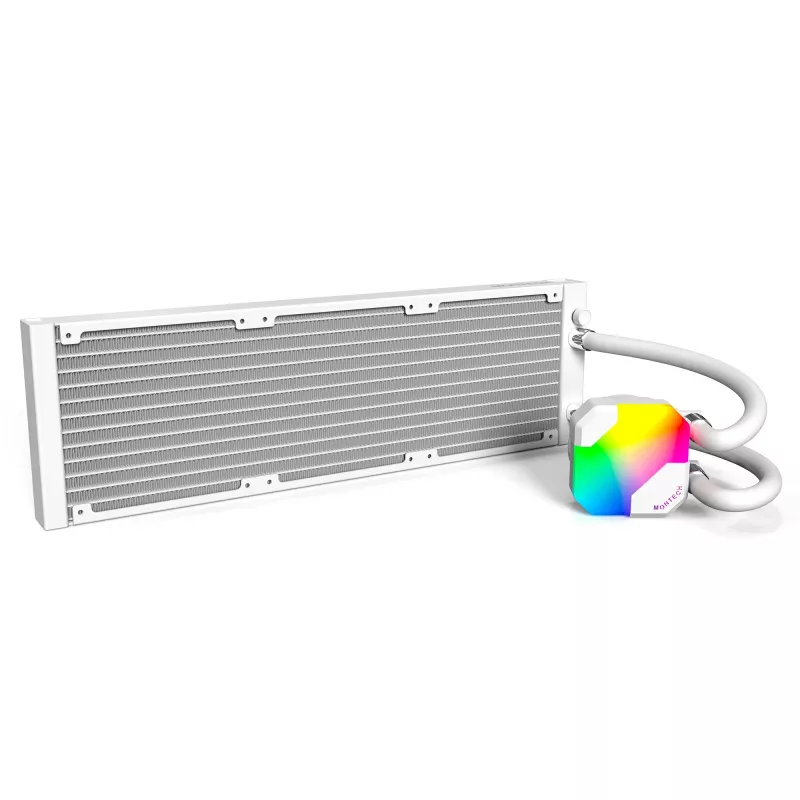 Radiador 360mm Montech HyperFlow ARGB 360 White — radiador de refrigeração líquida 360mm para PC