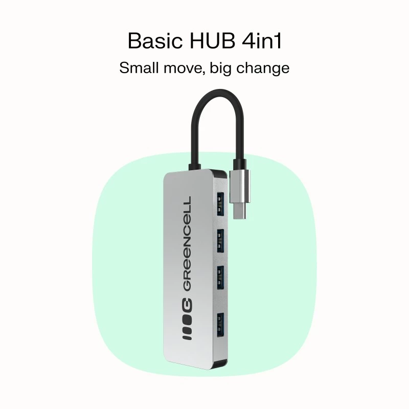 Hub USB Green Cell HUB-GC-C4A — hub USB-C 3.0 de 4 portas