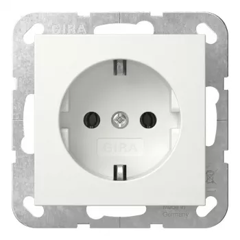 Tomada SCHUKO Gira 444013 com placa de montagem, saliente, branco puro
