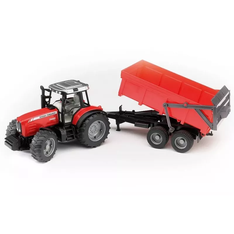 Modelo de trator BRUDER Massey Ferguson 7480 com atrelado basculante