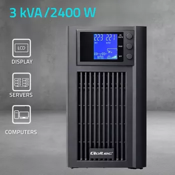 UPS QOLTEC onda sinusoidal pura 3kVA 2400W com AVR e ecrã LCD
