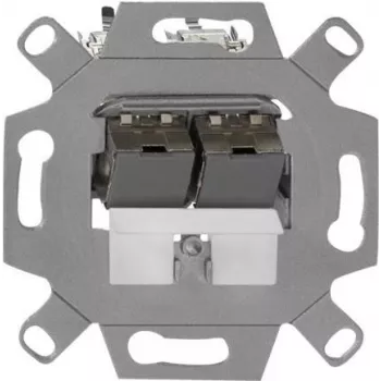 Tomada de rede de parede Rutenbeck UM-Cat.6A iso 10G-MD 2 Up 0 — conector fêmea Keystone Cat.6A, blindado, 2 tomadas