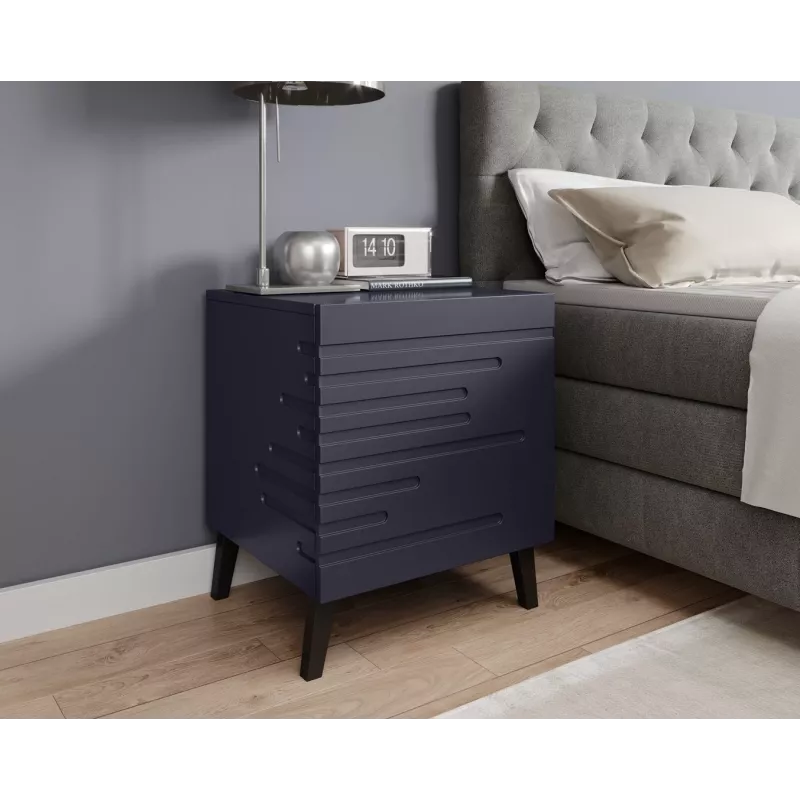 Mesa de cabeceira cama meble NOVA 44×40×52 cm, 1 gaveta, azul-marinho mate