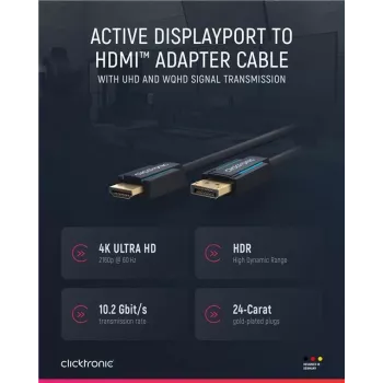 Clicktronic Cabo adaptador DisplayPort/HDMI™ Casual, 2 m - cabo ultra-alta velocidade - DisplayPort/HDMI™ - 4K@60Hz (44924)