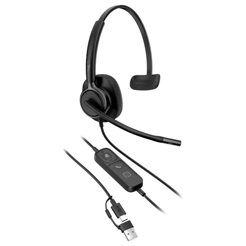 Auscultador USB monaural com fios HP Poly Mission 415 — leve com 99 g, design de uma orelha