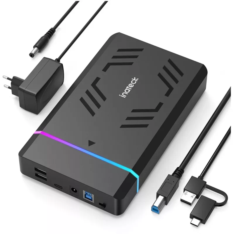 Inateck FE3003 RGB 3.5 USB 3.0 caixa para disco rígido para HDD/SSD SATA 2.5/3.5, preto