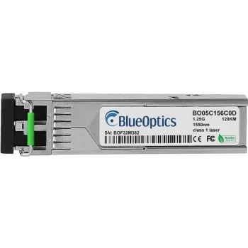 Transceptor SFP HPE X120 JD103A compatível BlueOptics© BO05C156C0D, LC-Duplex, 1000BASE-ZX, fibra monomodo, 1550nm, 100KM, DDM, 0°C/+70°C (JD103A-BO)