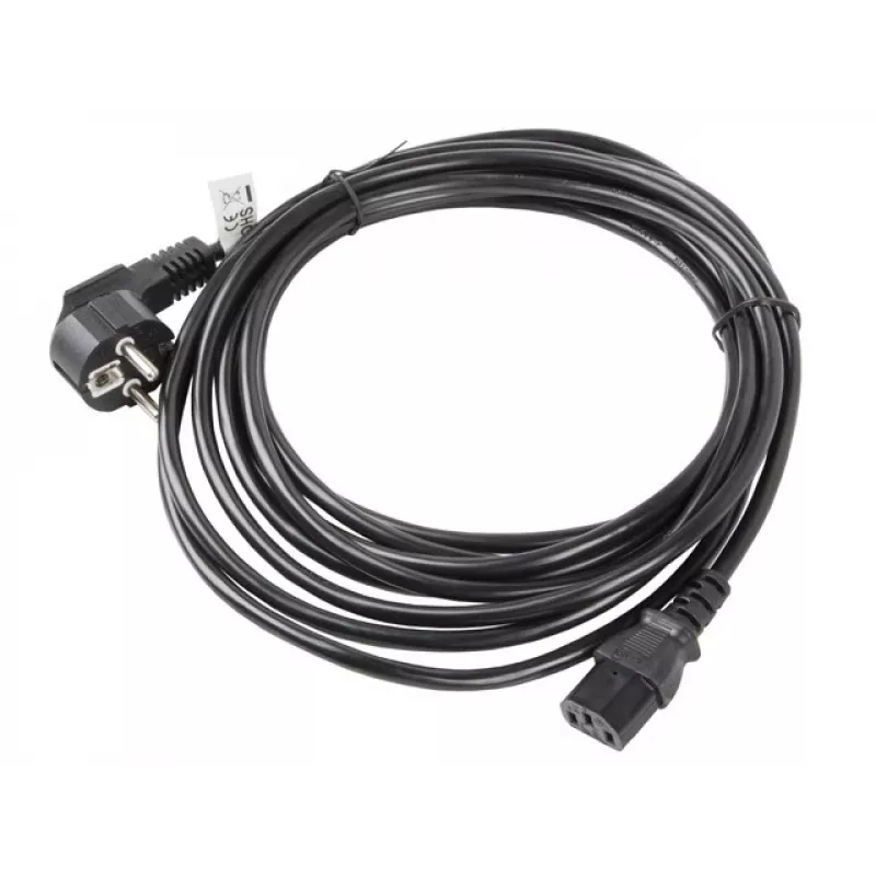 Cabo de alimentação LANBERG CA-C13C-11CC-0050-BK – 5 m, conector fêmea C13 para CEE7/7, C13 angular