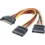 Adaptador de alimentação em Y Renkforce 1× ficha de alimentação SATA de 15 pinos para 2× conetores fêmea de alimentação SATA de 15 pinos, 0,15 m, preto/vermelho/amarelo