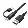 Cabo USB-A para Micro-USB e USB-C UGREEN 1 m preto — cabo de carregamento e dados com conector duplo