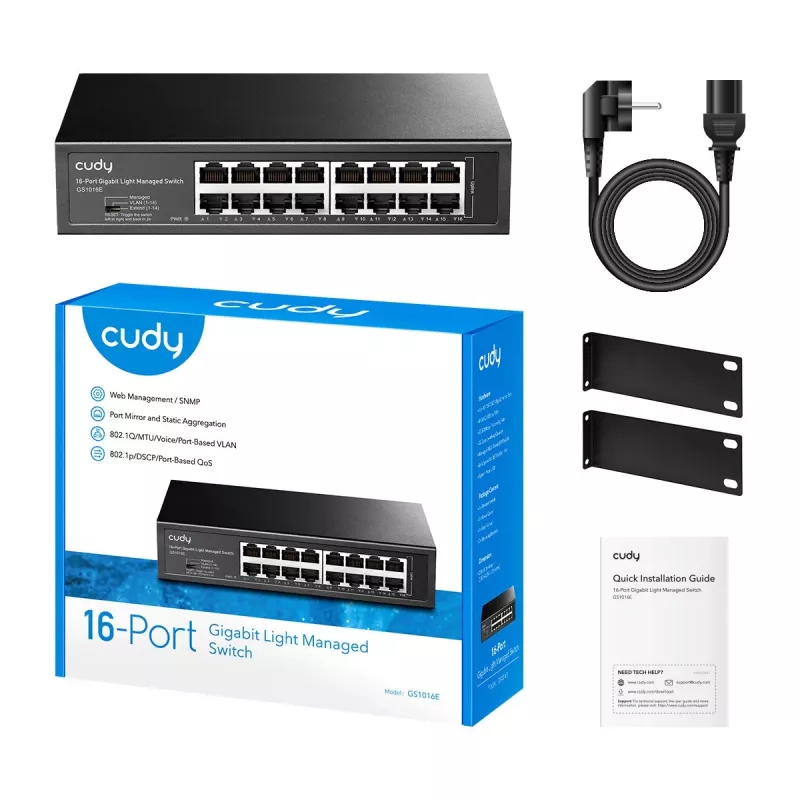 Switch Cudy GS1016E switch 16 portas Gigabit Ethernet unmanaged, 16× 10/100/1000 Mbit/s