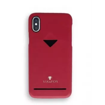 Capa traseira com compartimento para cartões VixFox para iPhone X/XS — vermelho-rubi, capa traseira com compartimento para cartões integrado