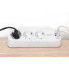 Extensão elétrica DIGITUS 3 tomadas com 2×USB-A e 1×USB-C, 3 tomadas AC tipo E/F, cabo de 1,5 m, branco