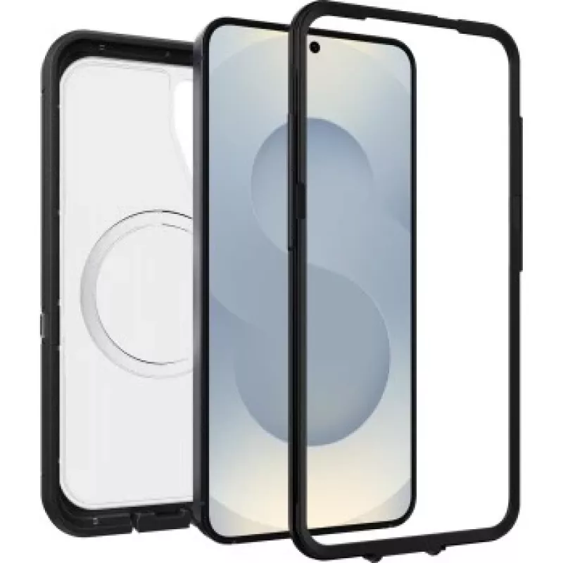 OtterBox Defender XT Clear Magnets capa, Samsung Galaxy S25, transparente/preto