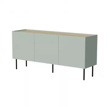 Cómoda cama meble FELLINI 150×40×70 cm, verde-oliva com tampo de carvalho oleado, corpo MDF