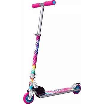 Trotinete infantil Razor A Tie-Dye — trotinete dobrável de alumínio com 2 rodas, guiador ajustável, ABEC-5, carga máx. 65 kg