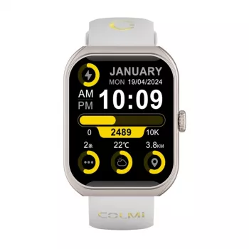 Smartwatch Colmi P86 dourado com Bluetooth e medidor de frequência cardíaca