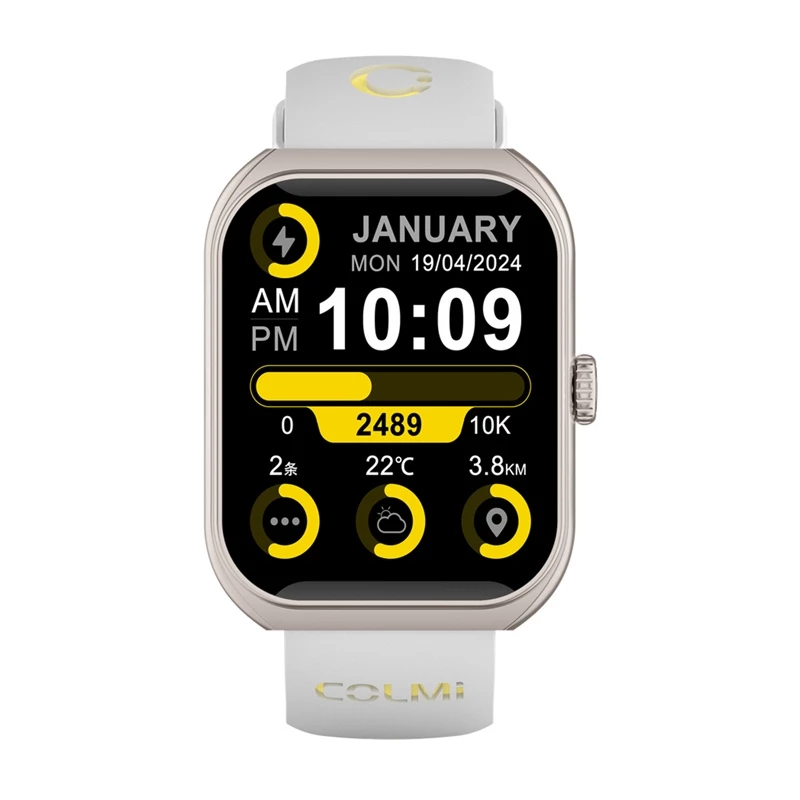 Smartwatch Colmi P86 dourado com Bluetooth e medidor de frequência cardíaca